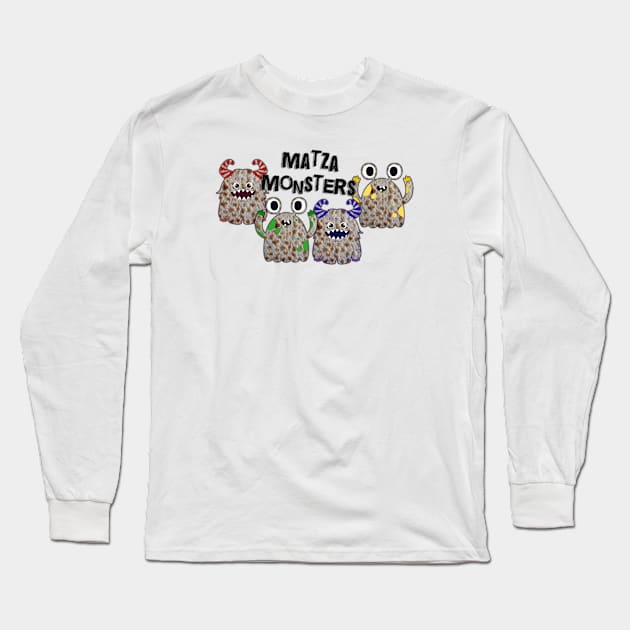 Matza Monsters! Cute Passover Food For Kids Long Sleeve T-Shirt by cuteandgeeky